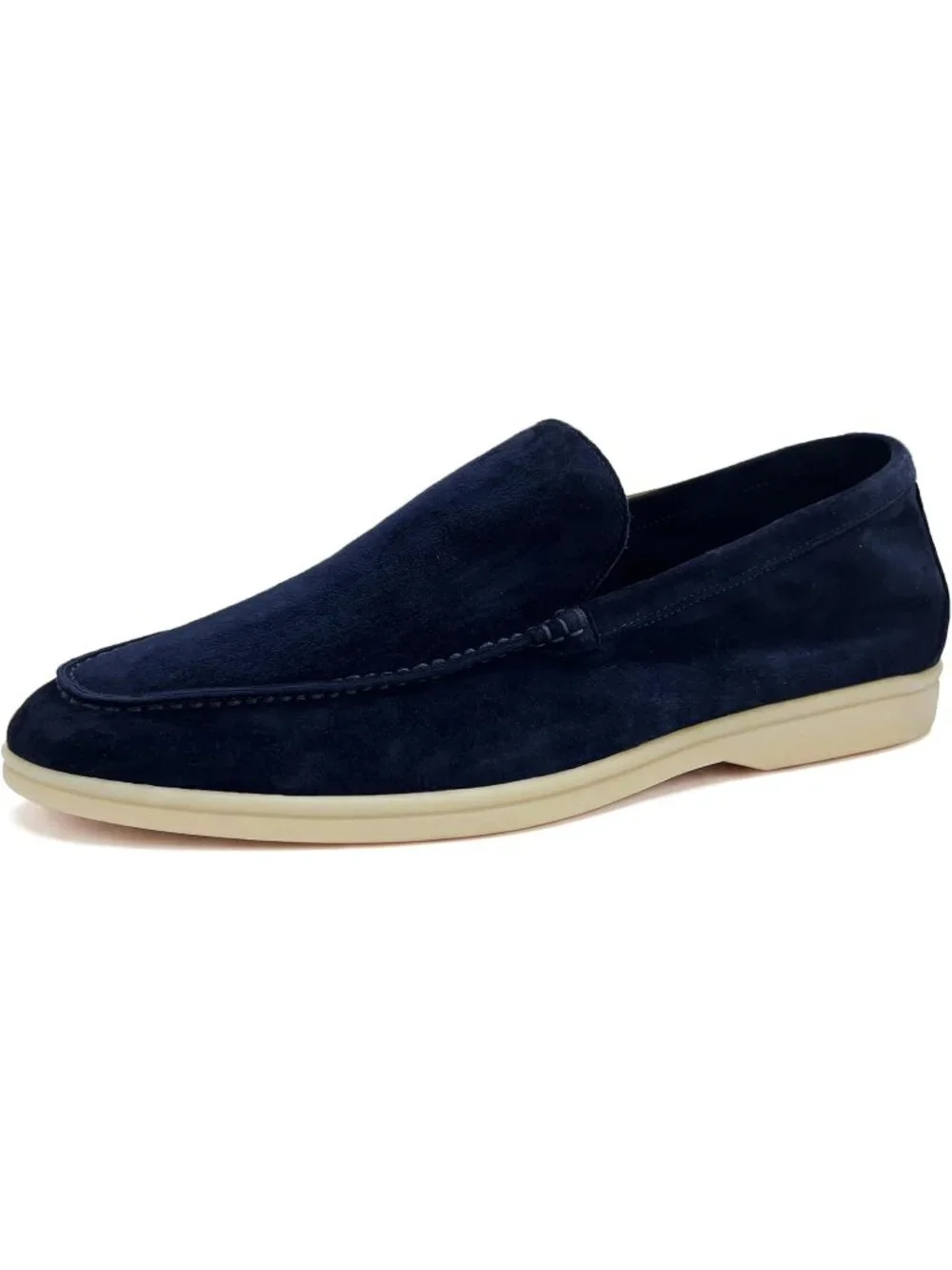 Men's Blue Loafers Shoes Genuine Sheepskin Suede Solid Minimalist Slip On